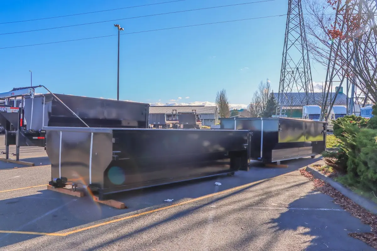 Roll-off dumpster ready for waste disposal at job site for Roll Off Dumpster Rental in Sharon